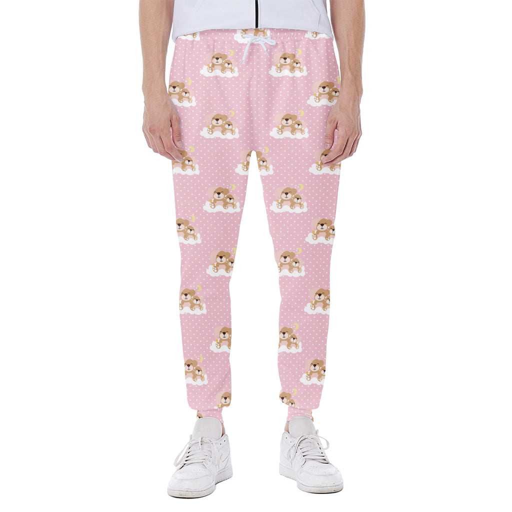 Cute Polka Dot Baby Bear Pattern Print Scuba Joggers