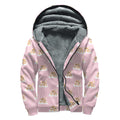 Cute Polka Dot Baby Bear Pattern Print Sherpa Lined Zip Up Hoodie