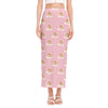 Cute Polka Dot Baby Bear Pattern Print Side Slit Maxi Skirt