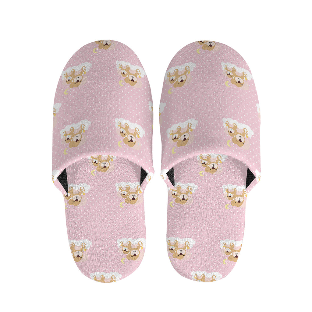 Cute Polka Dot Baby Bear Pattern Print Slippers