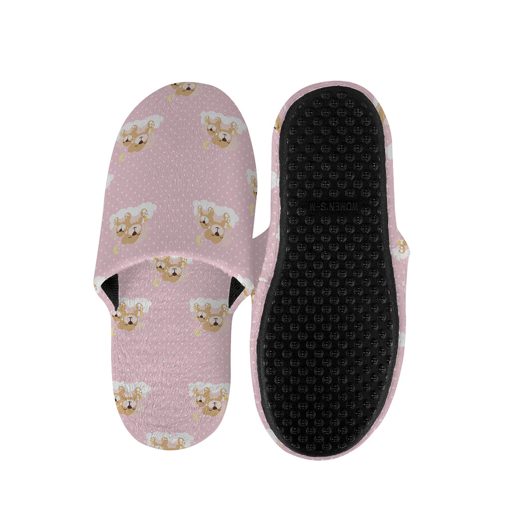 Cute Polka Dot Baby Bear Pattern Print Slippers