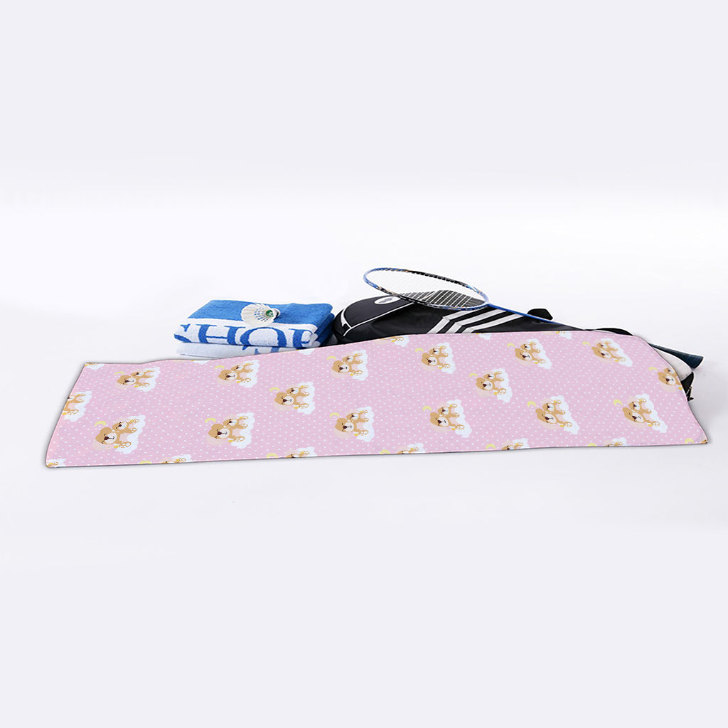 Cute Polka Dot Baby Bear Pattern Print Sports Towel