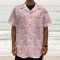 Cute Polka Dot Baby Bear Pattern Print Textured Short Sleeve Shirt