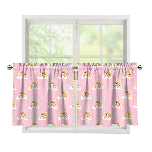 Cute Polka Dot Baby Bear Pattern Print Tier Curtains