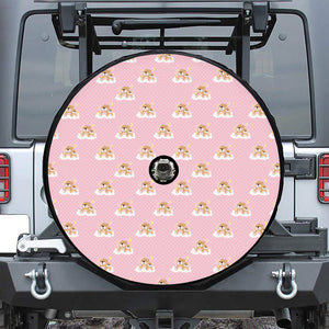 Cute Polka Dot Baby Bear Pattern Print Tire Cover With Camera Hole