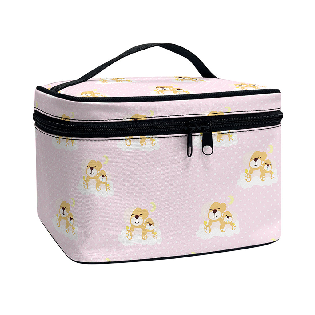 Cute Polka Dot Baby Bear Pattern Print Travel Makeup Bag