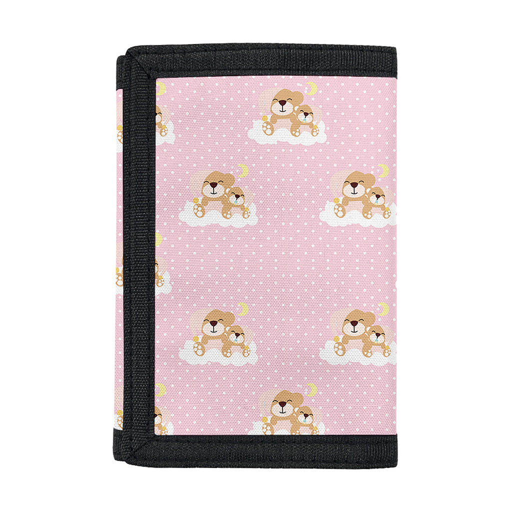 Cute Polka Dot Baby Bear Pattern Print Trifold Wallet