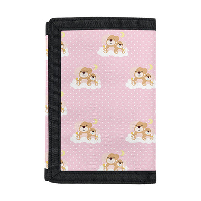 Cute Polka Dot Baby Bear Pattern Print Trifold Wallet
