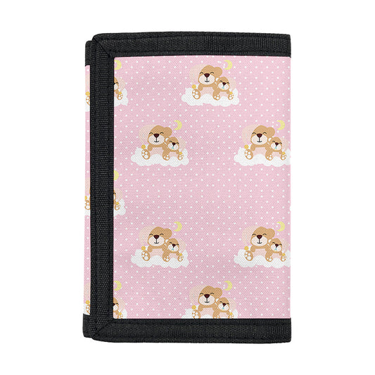 Cute Polka Dot Baby Bear Pattern Print Trifold Wallet