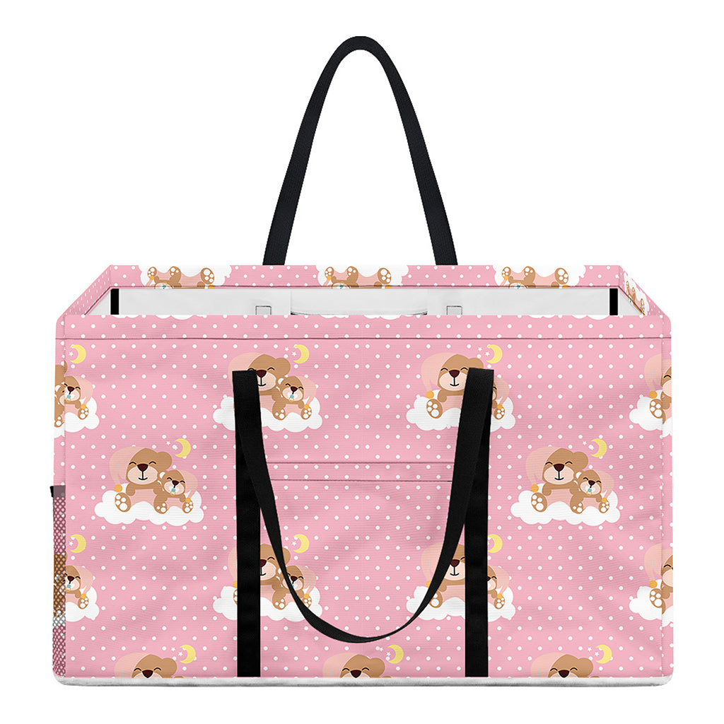 Cute Polka Dot Baby Bear Pattern Print Utility Tote Bag