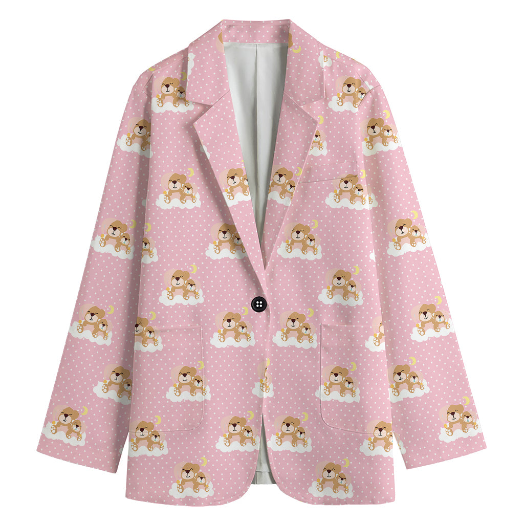 Cute Polka Dot Baby Bear Pattern Print Women's Blazer