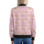 Cute Polka Dot Baby Bear Pattern Print Women's Bomber Jacket