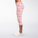 Cute Polka Dot Baby Bear Pattern Print Women's Capri Leggings