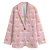 Cute Polka Dot Baby Bear Pattern Print Women's Cotton Blazer