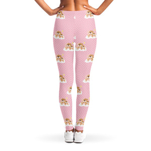 Cute Polka Dot Baby Bear Pattern Print Women's Leggings