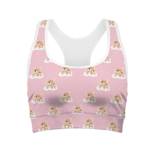 Cute Polka Dot Baby Bear Pattern Print Women's Sports Bra