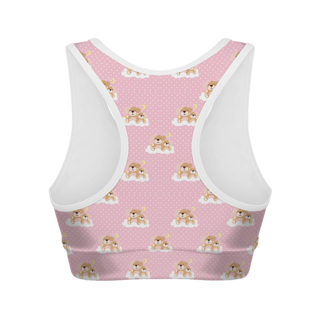 Cute Polka Dot Baby Bear Pattern Print Women's Sports Bra