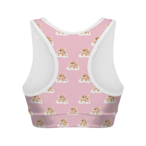 Cute Polka Dot Baby Bear Pattern Print Women's Sports Bra