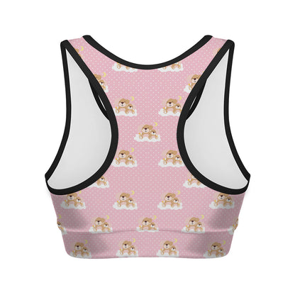 Cute Polka Dot Baby Bear Pattern Print Women's Sports Bra