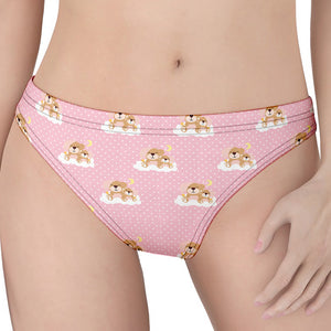 Cute Polka Dot Baby Bear Pattern Print Women's Thong