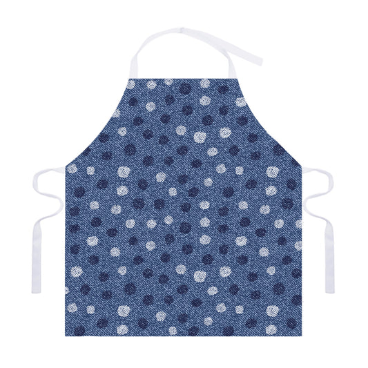 Cute Polka Dot Denim Jeans Pattern Print Adjustable Apron