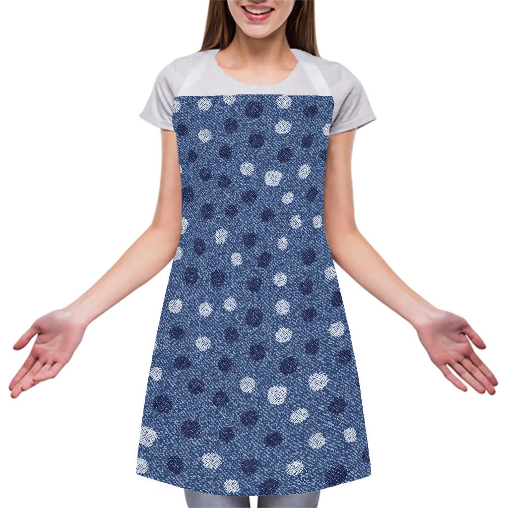 Cute Polka Dot Denim Jeans Pattern Print Adjustable Apron