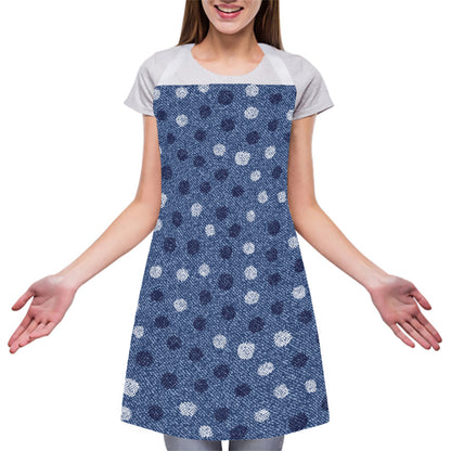 Cute Polka Dot Denim Jeans Pattern Print Adjustable Apron