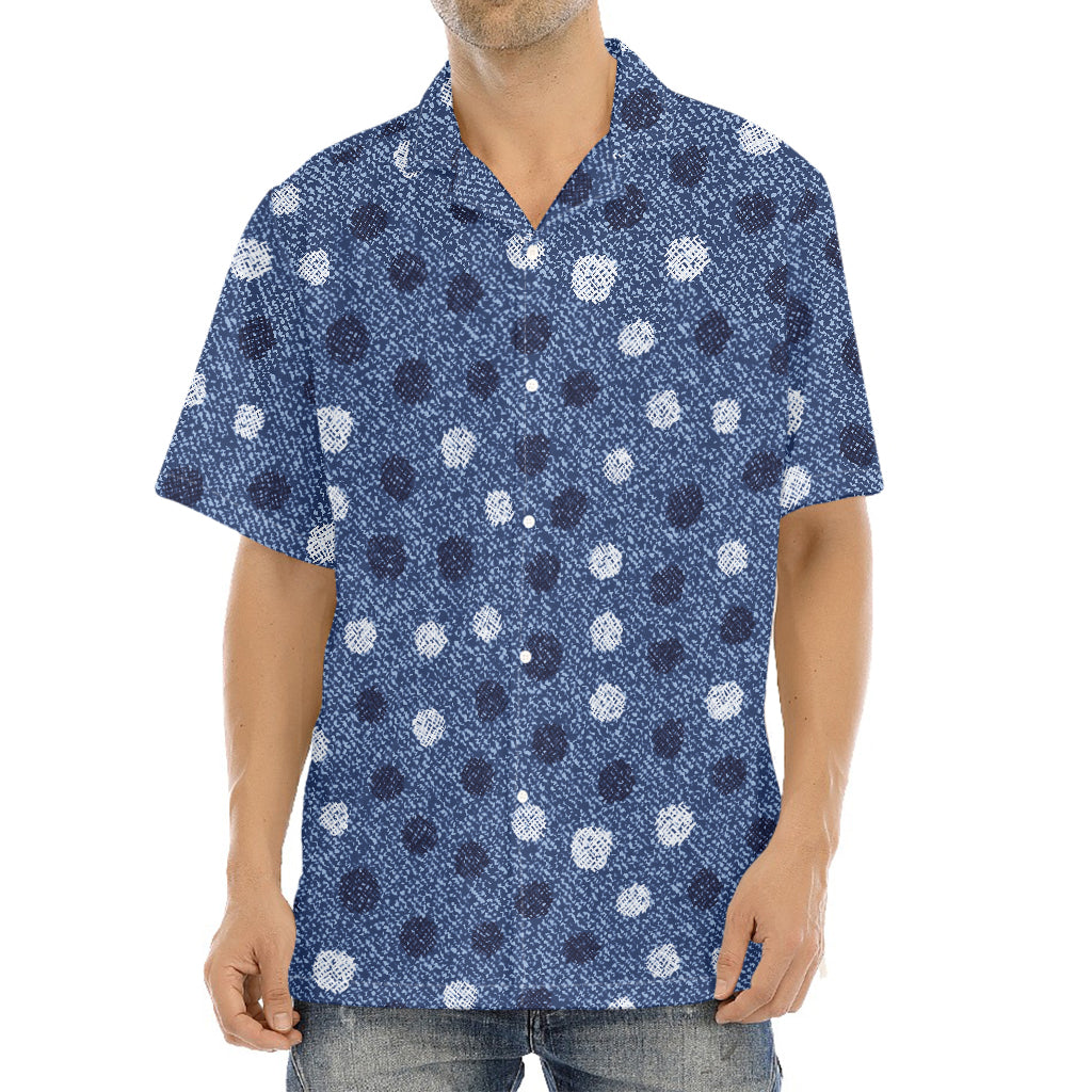 Cute Polka Dot Denim Jeans Pattern Print Aloha Shirt