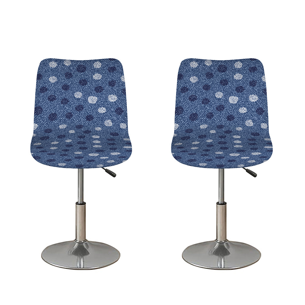 Cute Polka Dot Denim Jeans Pattern Print Bar Stool Covers