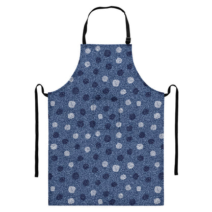 Cute Polka Dot Denim Jeans Pattern Print Bib Apron With Pocket