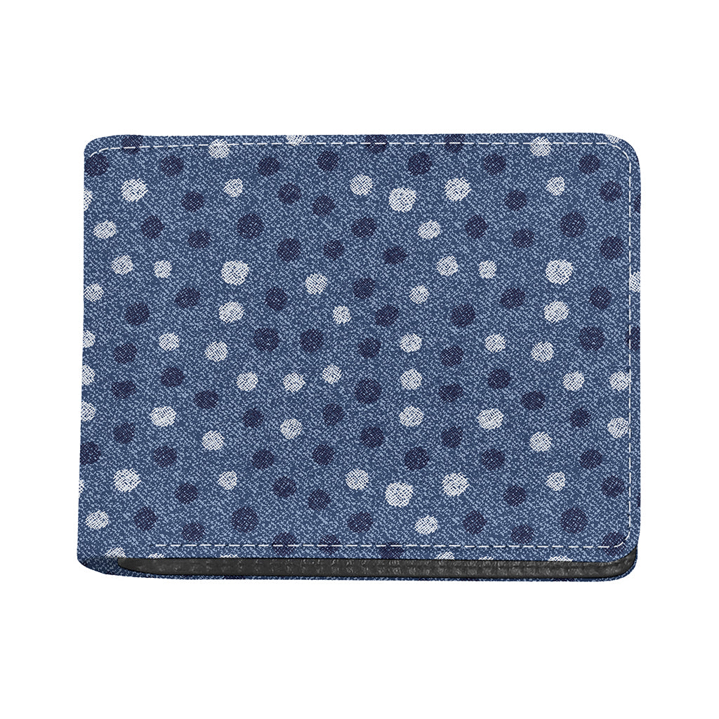 Cute Polka Dot Denim Jeans Pattern Print Bifold Wallet