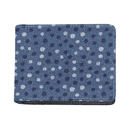 Cute Polka Dot Denim Jeans Pattern Print Bifold Wallet