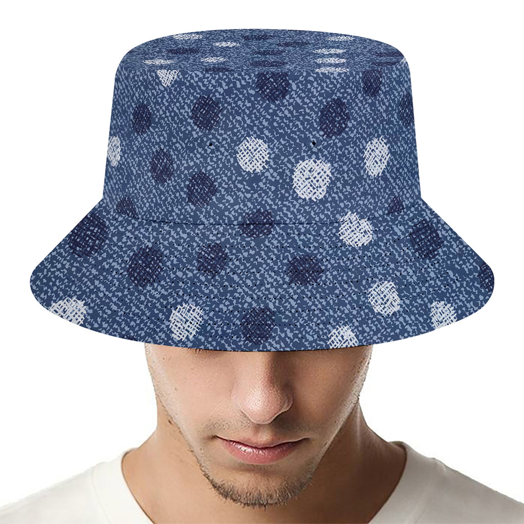 Cute Polka Dot Denim Jeans Pattern Print Bucket Hat