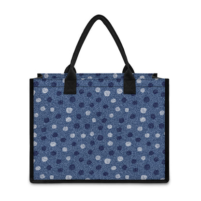 Cute Polka Dot Denim Jeans Pattern Print Canvas Tote Bag