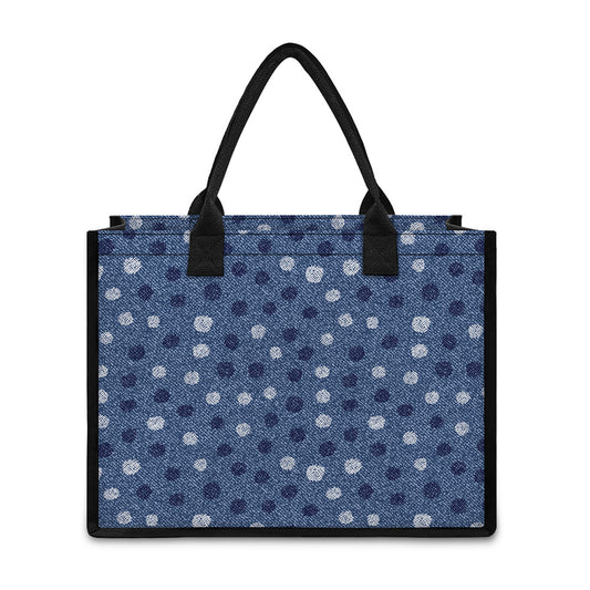 Cute Polka Dot Denim Jeans Pattern Print Canvas Tote Bag