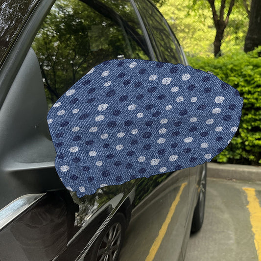 Cute Polka Dot Denim Jeans Pattern Print Car Side Mirror Covers