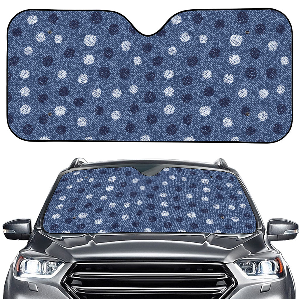 Cute Polka Dot Denim Jeans Pattern Print Car Windshield Sun Shade