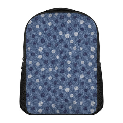 Cute Polka Dot Denim Jeans Pattern Print Casual Backpack