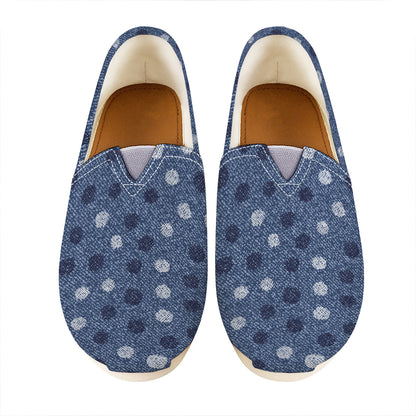 Cute Polka Dot Denim Jeans Pattern Print Casual Shoes