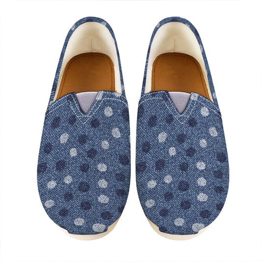Cute Polka Dot Denim Jeans Pattern Print Casual Shoes