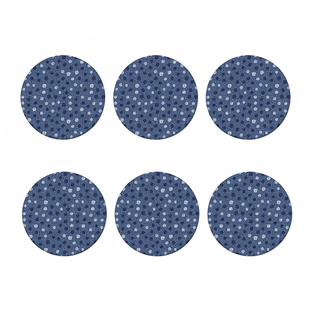 Cute Polka Dot Denim Jeans Pattern Print Coaster Set