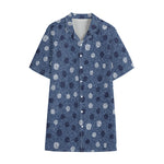 Cute Polka Dot Denim Jeans Pattern Print Cotton Hawaiian Shirt