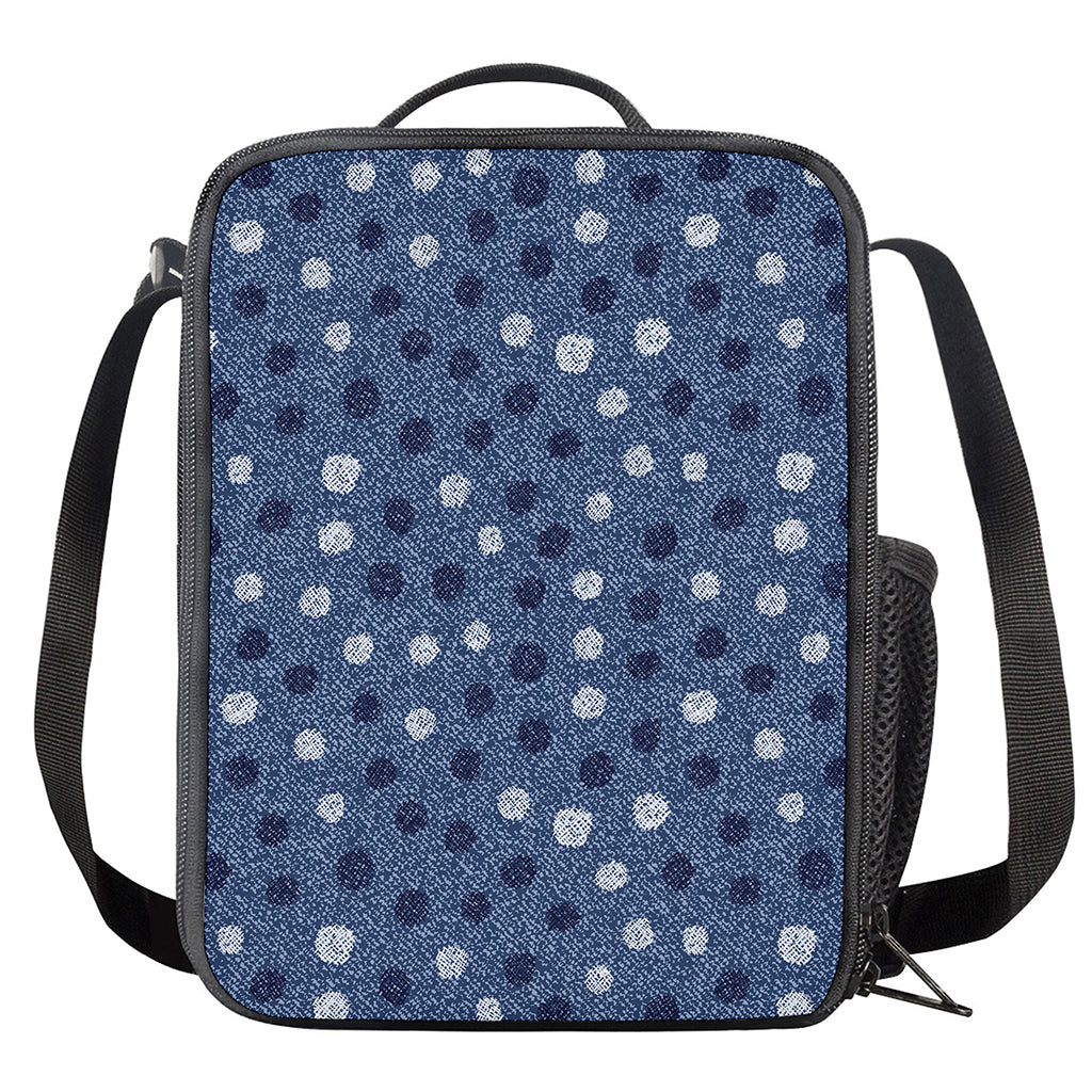 Cute Polka Dot Denim Jeans Pattern Print Crossbody Lunch Bag