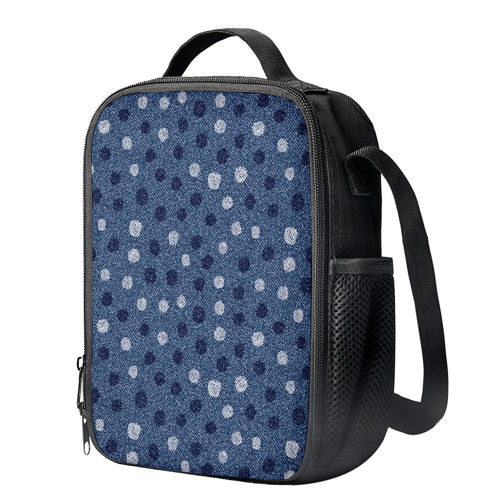 Cute Polka Dot Denim Jeans Pattern Print Crossbody Lunch Bag