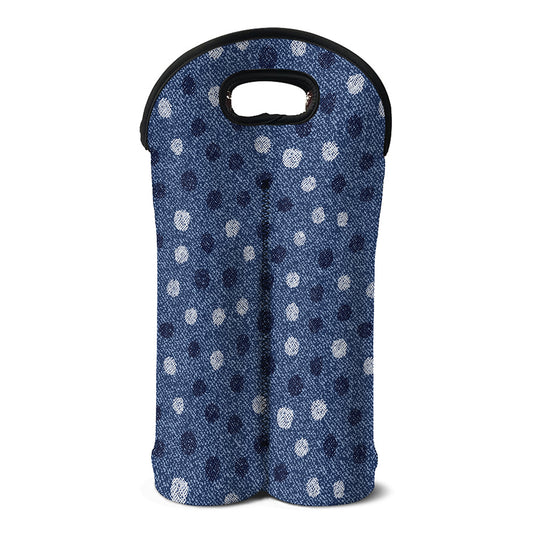 Cute Polka Dot Denim Jeans Pattern Print Double Neoprene Wine Tote