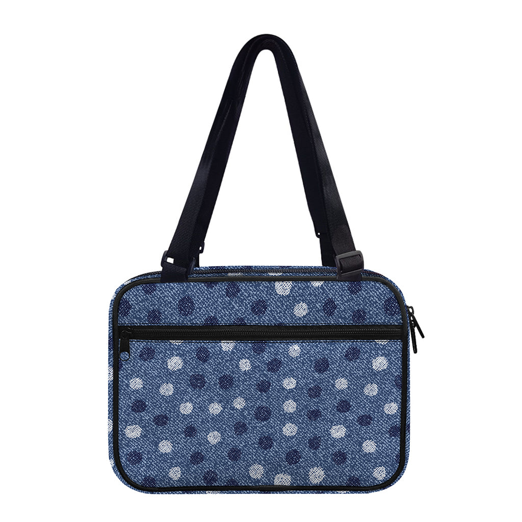 Cute Polka Dot Denim Jeans Pattern Print Double Strap Bible Bag