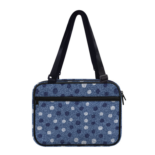 Cute Polka Dot Denim Jeans Pattern Print Double Strap Bible Bag