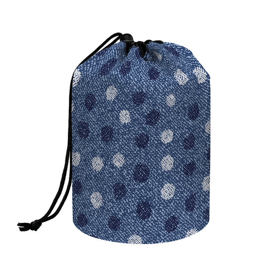 Cute Polka Dot Denim Jeans Pattern Print Drawstring Makeup Bag