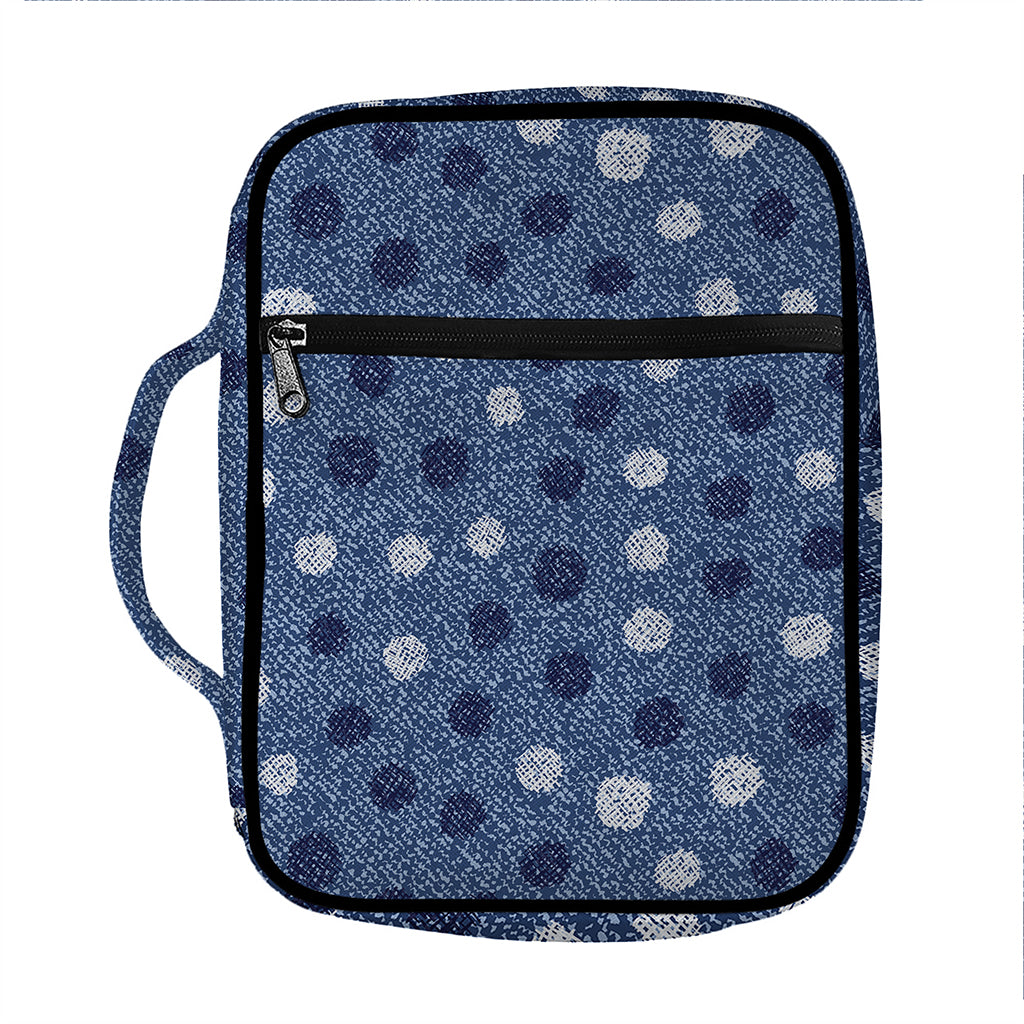 Cute Polka Dot Denim Jeans Pattern Print Front Pocket Bible Bag