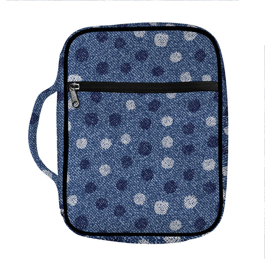 Cute Polka Dot Denim Jeans Pattern Print Front Pocket Bible Bag